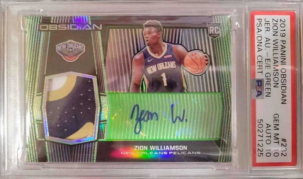 Zion Williamson Panini obsidian Rookie NBA trading card